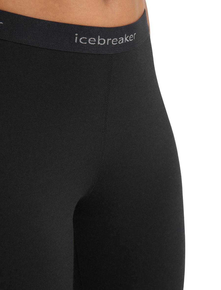 Women's Icebreaker Merino 200 Oasis 3/4 Thermal Leggings Base Layers Black | CA 1075UZGT